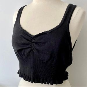 American Eagle XL Ribbed Ruffled Crop Top